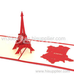Eiffel Tower 2-Pop up card-Birthday card-3D card-Handmade card-Laser cut