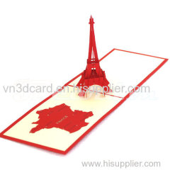 Eiffel Tower 2-Pop up card-Birthday card-3D card-Handmade card-Laser cut