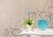 Removable Embossed PVC Vinyl Wallpaper for Living Room Creamy White Leaf Pattern