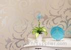 Removable Embossed PVC Vinyl Wallpaper for Living Room Creamy White Leaf Pattern