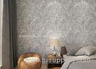 Classic Style Embossed Living Room Wallpaper with Light Green Floral Pattern
