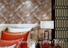 Brown Sitting Room / Living Room Wallpaper 3D Leather Pattern Strippable