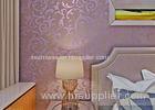 Embossed European Style Purple Flower Wallpaper For TV Background Removable