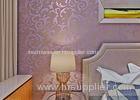 Embossed European Style Purple Flower Wallpaper For TV Background Removable