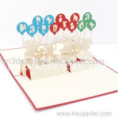 Birthday Balloon-Birthday card-3d card-Pop up card-Handmade card-Laser cut-Paper cutting