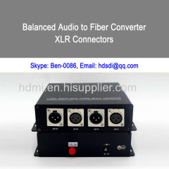 Fiber transmitter and receiver for 2 channel bidi balanced audio XLR connector