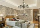 PVC Modern Country Bedroom Wallpaper Beige Floral Pattern With Embossed Surface