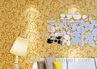 Gloden Color European Style Wallpaper Gorgeous Strippable Fireproof for Sitting Room