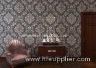 Removable Embossed Vinyl Wallpaper with Sliver and Black Damask Pattern