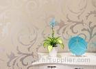 Removable Creamy White PVC Vinyl Wallpaper Embossed Wallcovering Leaf Pattern