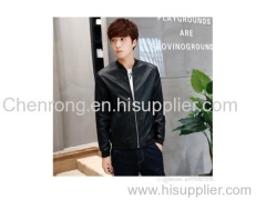 Autumn and winter young Korean men's Leather Slim casual short jacket collar PU locomotive thin jacket tide