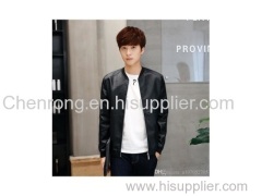 Autumn and winter young Korean men's Leather Slim casual short jacket collar PU locomotive thin jacket tide