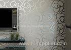 Removable Non - woven Silver grey Modern Style Wallpaper with Embossed Floral Pattern