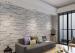 White 3D Stone Pattern Modern Washable Vinyl Kitchen Wallpaper