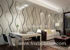 Dining Room Non - Woven Modern Removable Wallpaper With Black Wave Printing