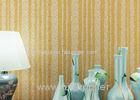 Golden And Gray Modern Removable Wallpaper / Bedroom Striped Wallpaper Sandstone Particle