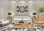 White Modern Wall Covering Non Woven Wallpaper Sound Absorbing With Geometric Pattern