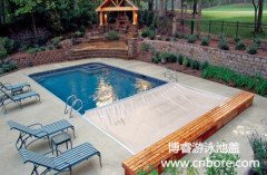 Automatic hard swimming pool cover from bore