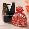 Gold Laser Paper Personalized Wedding Party Favor Boxes With Ribbon Pantone Color