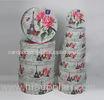 Environmentally Friendly Round Gift Boxes With Lids White Flower And Tower Design