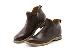 Fashion Men Leather Boot with Side Zipper