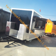 BBQ fast food trailer double axles deep fryer mobile food cart crepe fast food truck grinddle food vendor with fridge