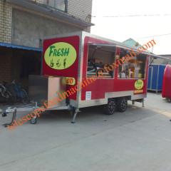 BBQ fast food trailer double axles deep fryer mobile food cart crepe fast food truck grinddle food vendor with fridge