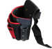 black and red fanny pack with four compartments