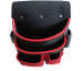black and red fanny pack with four compartments