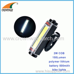 2W COB bike lights rechargeable 500mAh polymer lithium battery incl.