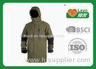 Olive Color Waterproof Rain Jacket For Hiking / Fishing / Hunting