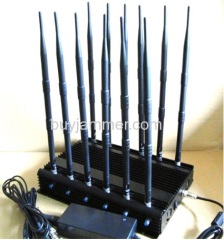 12-band Jammer GSM DCS Rebolabile 3G 4G WIFI GPS and RF Bugs from 130 to 500 Mhz