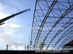 Steel space frame roof system building coal storage shed