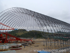 Steel space frame roof system building coal storage shed