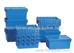 100% new PP nested and stacked plastic logistic container with attached lid