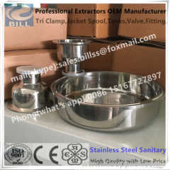 Sanitary Stainless Steel Tri Clamp Jacketed Spool with closed top and bottom