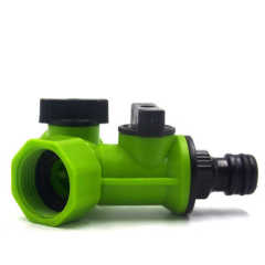 Plastic 2-way Garden Hose Tap Connector With Valve