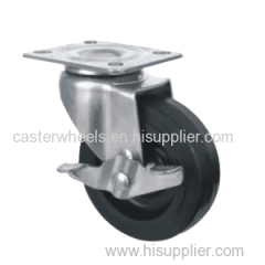 Rubber Caster With Side Brake