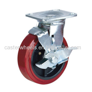 PU caster wheel with side brake