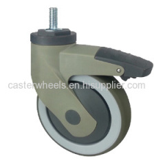 Medical bed caster wheels with brake