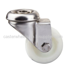 Stainless steel caster with bolt hole