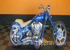 Bright Blue 110cc Pocket Bike Harley Mini Chopper Fast Speed With Real Leather