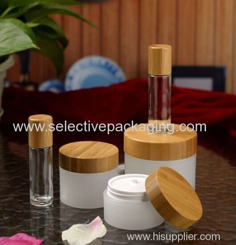 empty 15ml bamboo screw cap top roll on glass perfume bottle