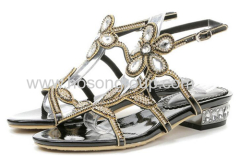 Open toe flower ladies rhinestone sandals