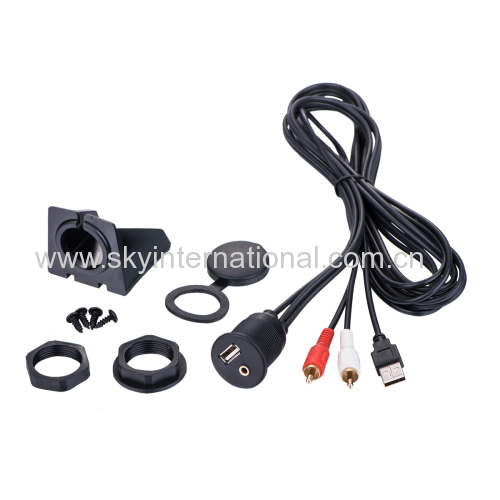 Car Dash Mount Installation USB/Aux RCA Extension Cable