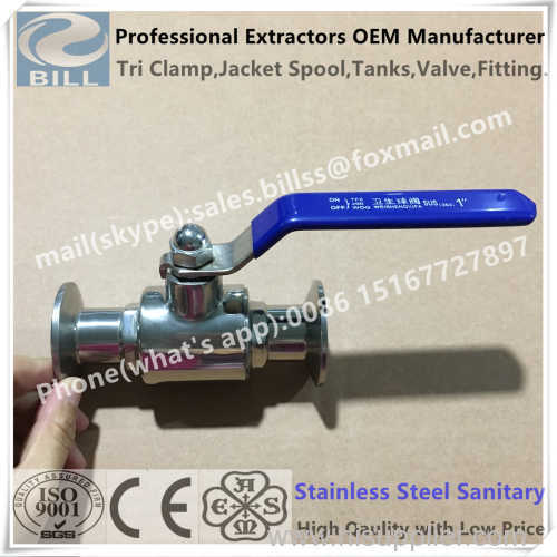 Sanitary Stainless Steel 2 way tri clamped ball valve with ptfe gasket