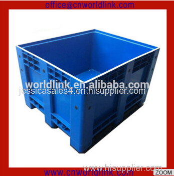 Logistic Pallet Plastic Box with Wheels Solid Bulk Bin