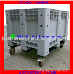 Logistic Pallet Plastic Box with Wheels Solid Bulk Bin