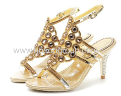 Open toe women high heel rhinestone sandals