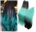 Dark Roots Green Ombre Human Hair Extensions / Brazilian Hair Weave